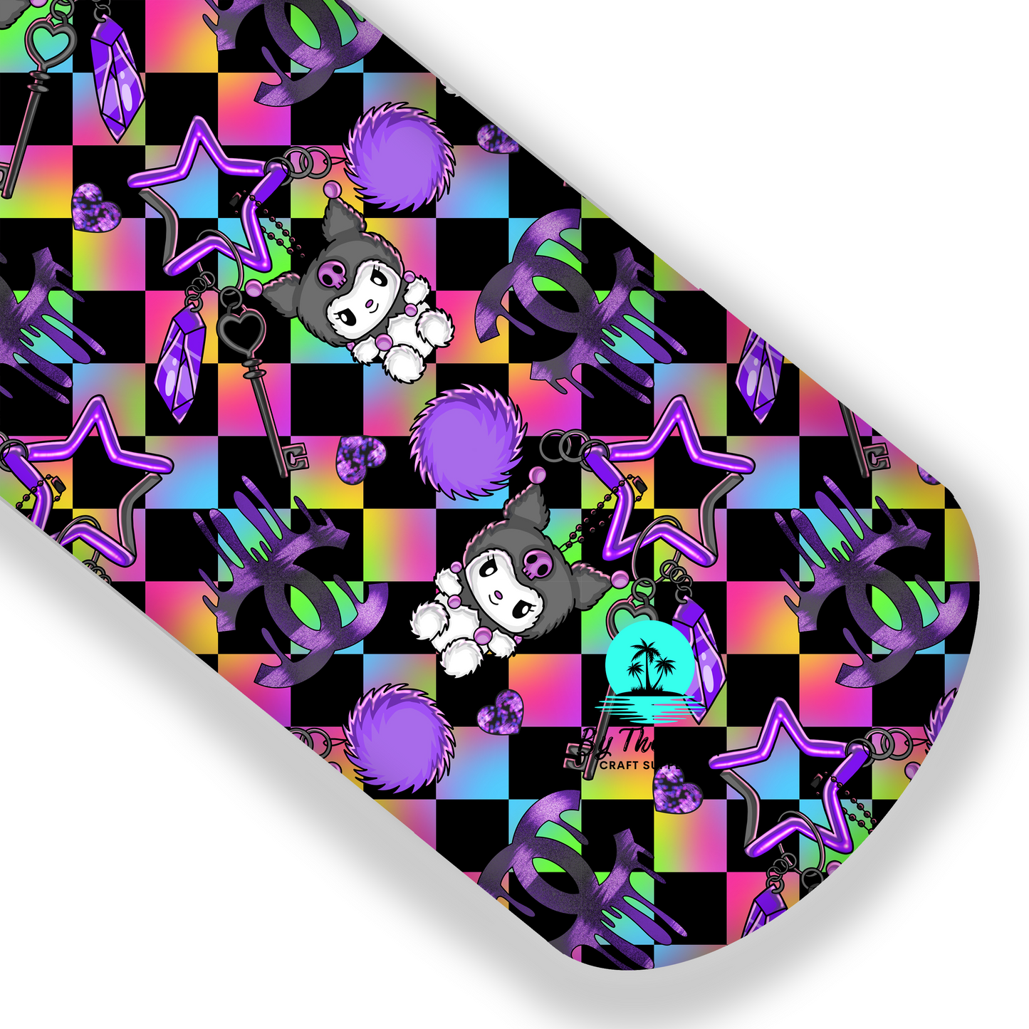 K Kawaii Keyring rainbow check