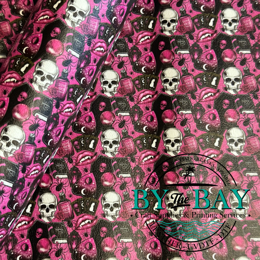 Pink & black skulls 31cm roll