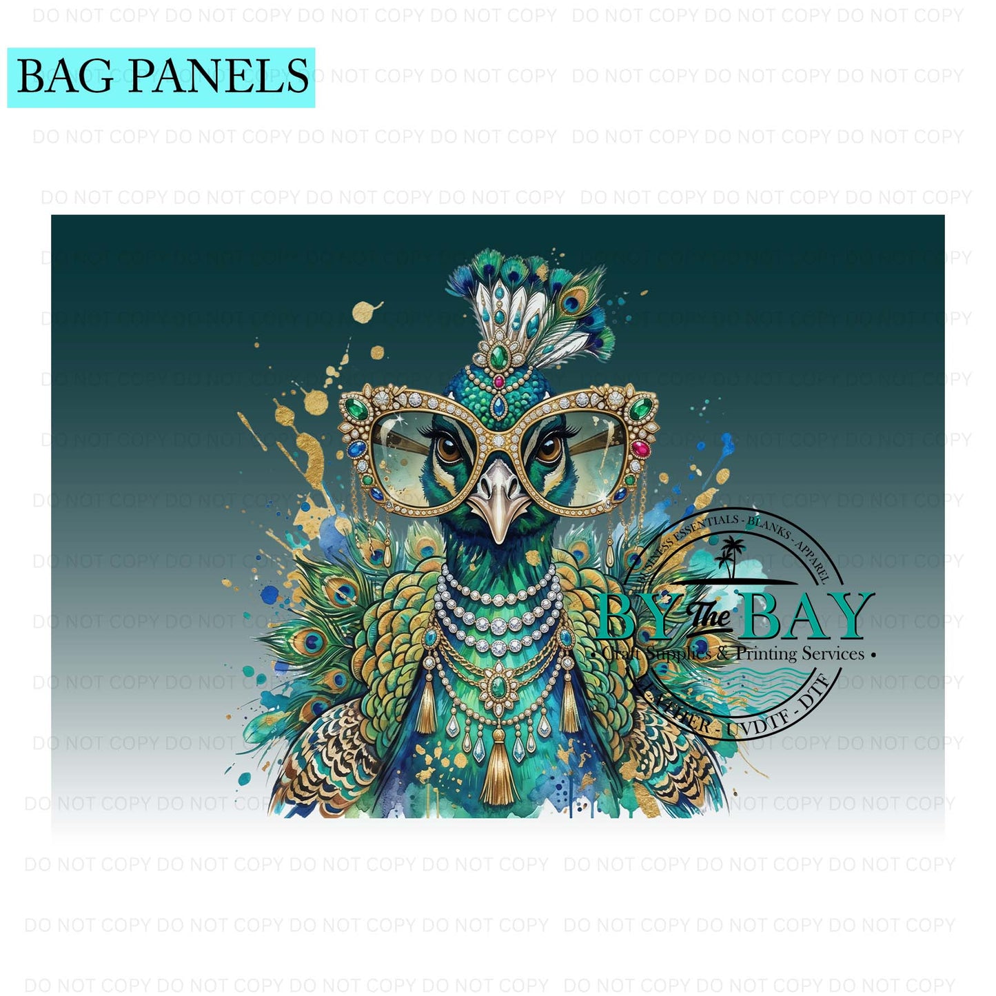 Peacock Glasses Panel (Various Sizes)