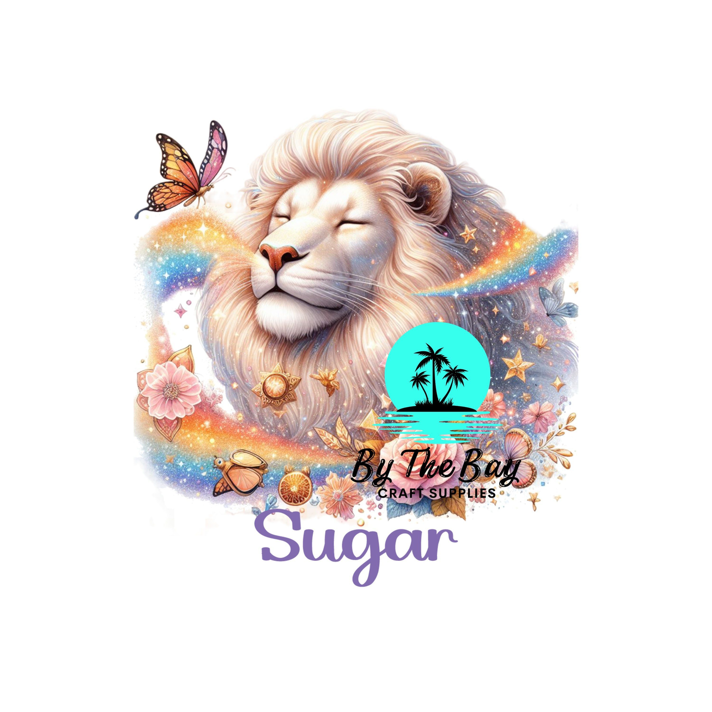 Lion & Butterfly Shimmer Tea/Coffee/Sugar uv decal