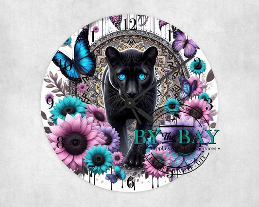 Mandala Panther Clock