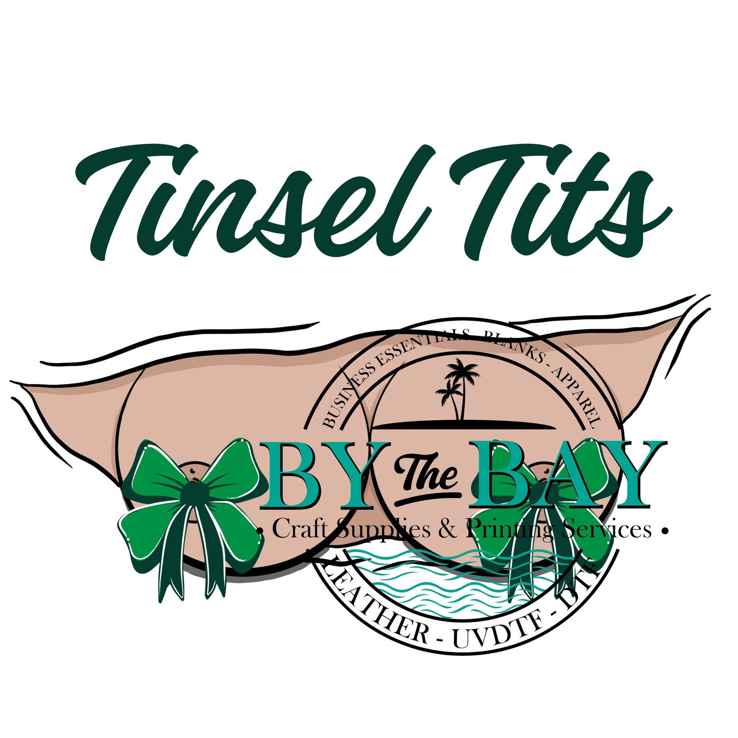 Tinsel Tits coloured green bows