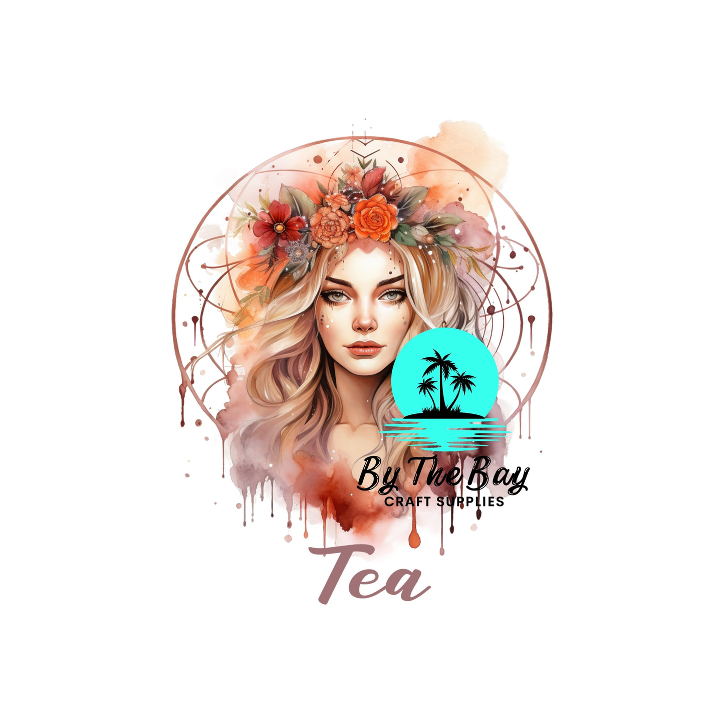Boho lady floral Tea/Coffee/Sugar uv decal