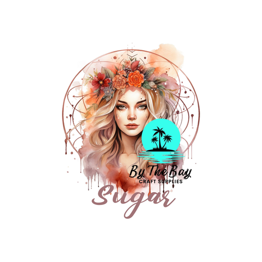 Boho lady floral Tea/Coffee/Sugar uv decal