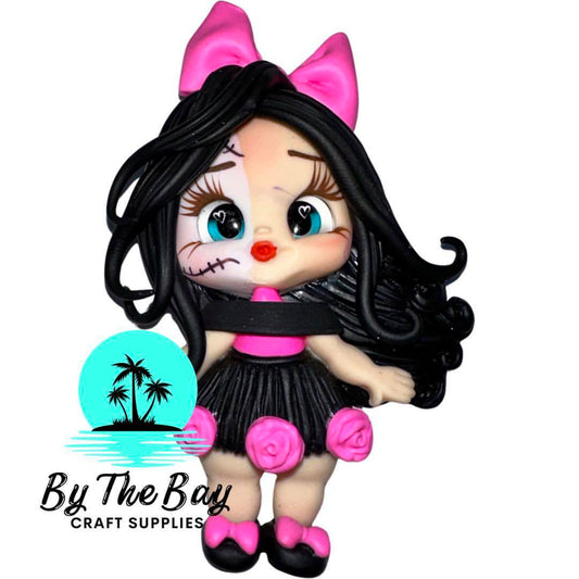 Sugar Skull girl pink bow