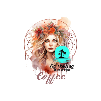 Boho lady floral Tea/Coffee/Sugar uv decal