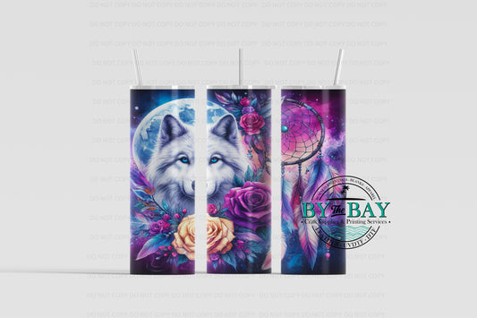 Wolf Roses Purple 20oz Sublimation Print