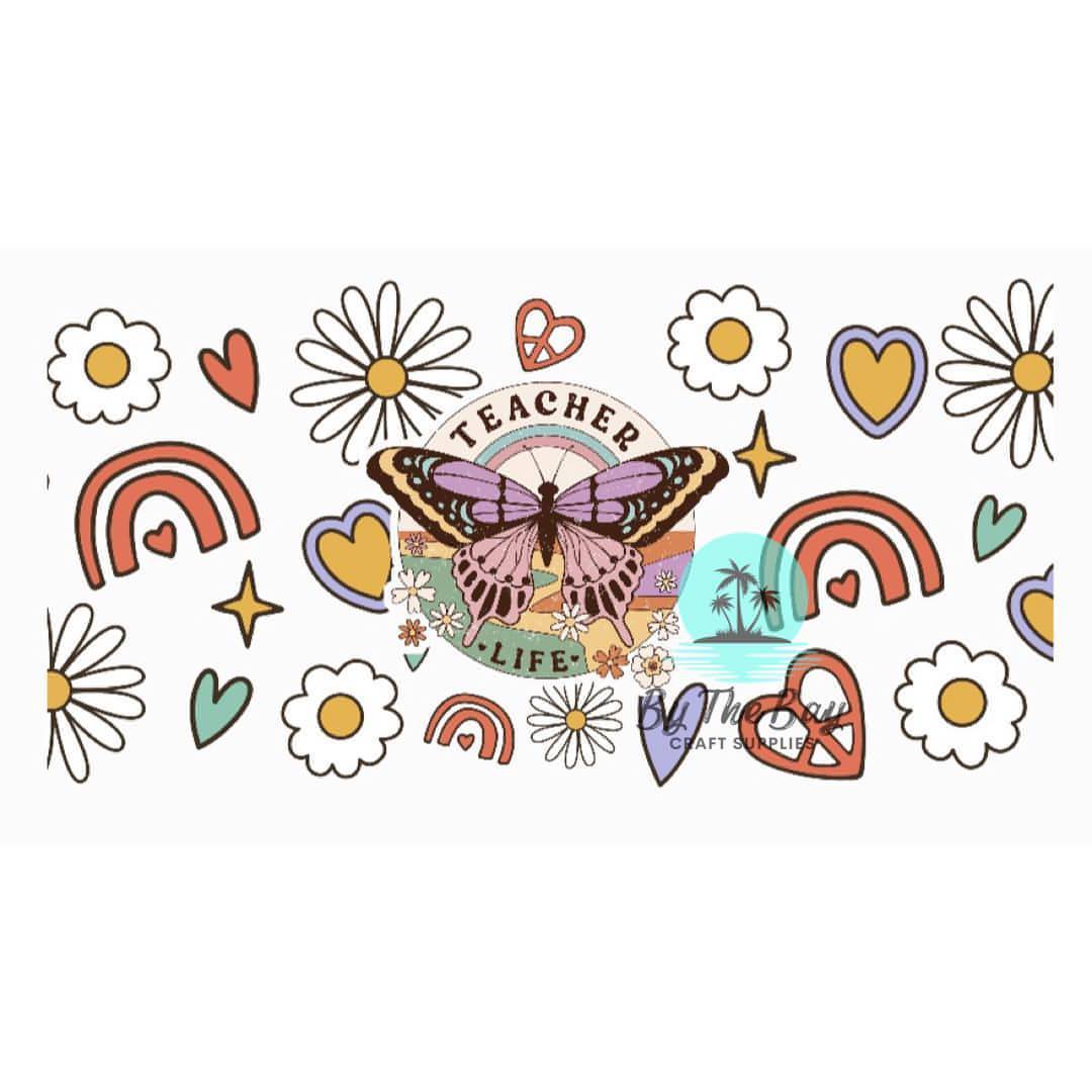 Retro Teacher life UV DTF Wrap