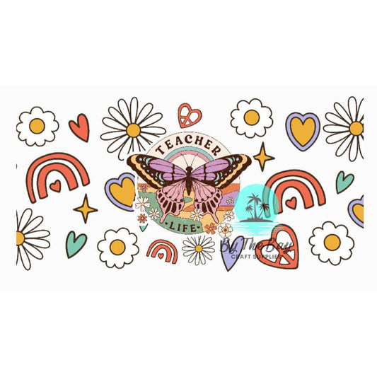 Retro Teacher life UV DTF Wrap