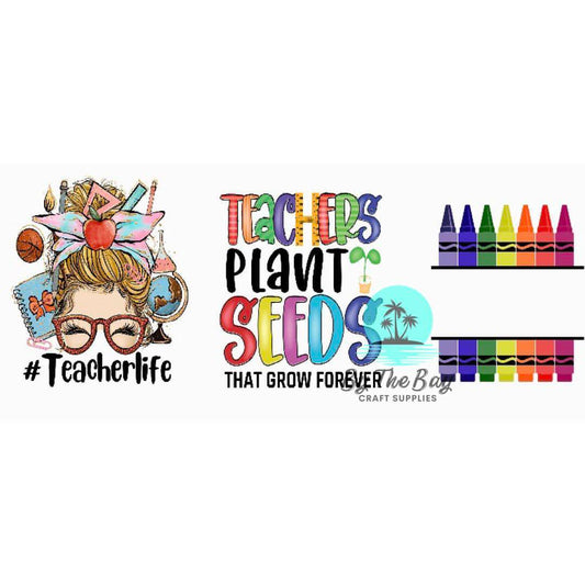 Teacher life crayons UV DTF Wrap