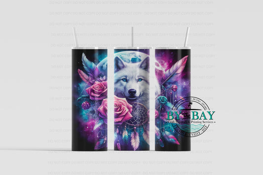 Wolf Roses Pink 20oz Sublimation Print