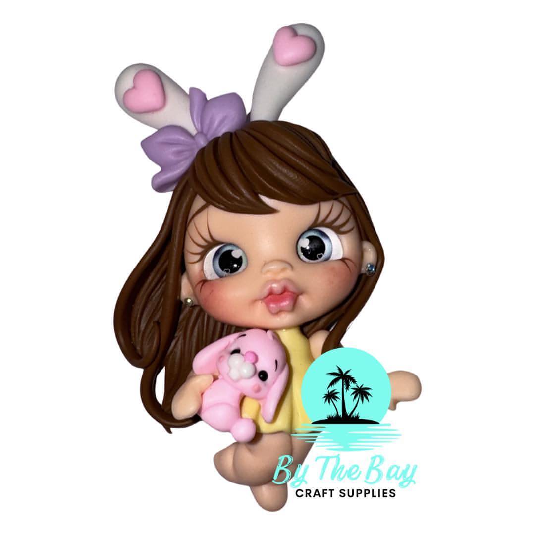 Easter girl with pink bunny