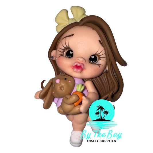 Easter girl with brown bunny mini carrot
