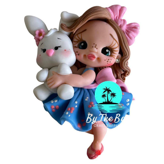 Cute easter girl blue dress
