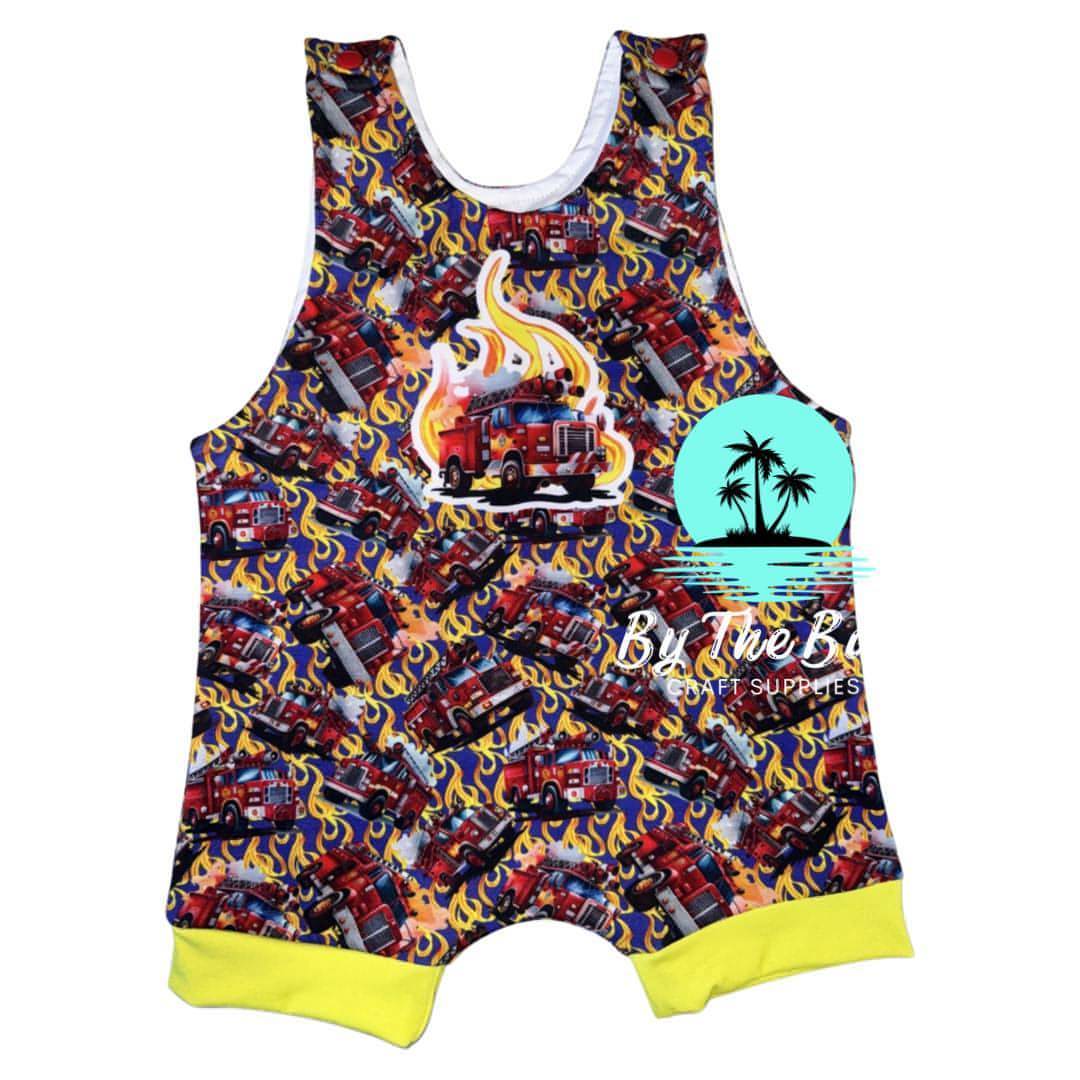 Fire Truck Short leg Romper - FINISHED