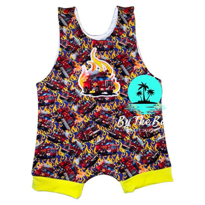 Fire Truck Short leg Romper - FINISHED