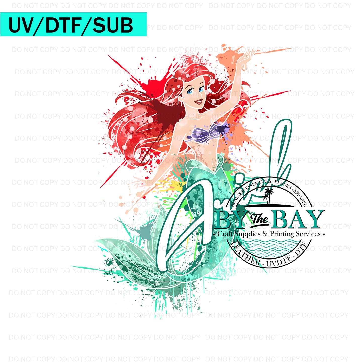 Mermaid Princess Splatter UV/DTF/SUB Print