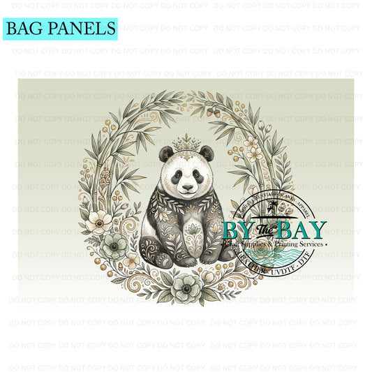 Folk art Panda Bag Panel (Various Sizes)