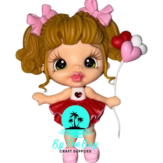 Valentines girl with heart balloons