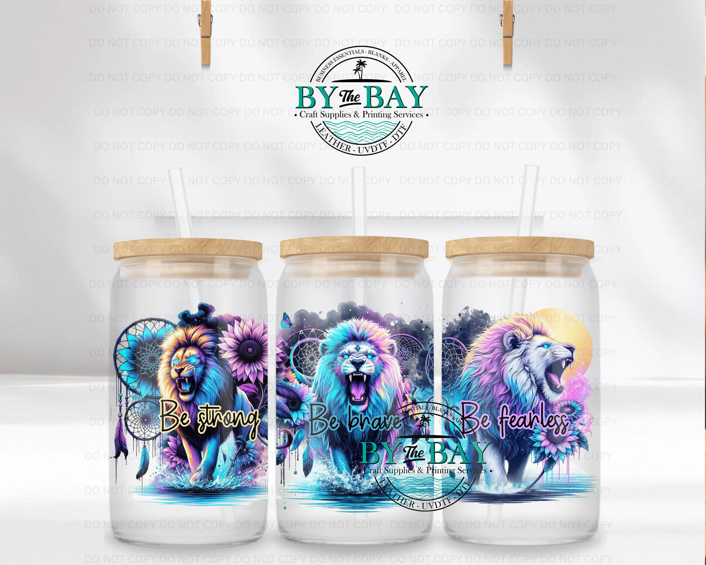 Lion be strong 16oz UVDTF Wrap