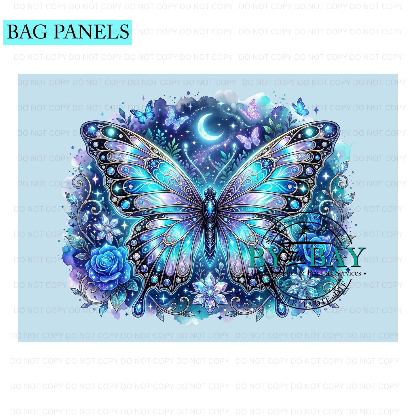 Celestial Blue Butterfly Bag Panel (Various Sizes)