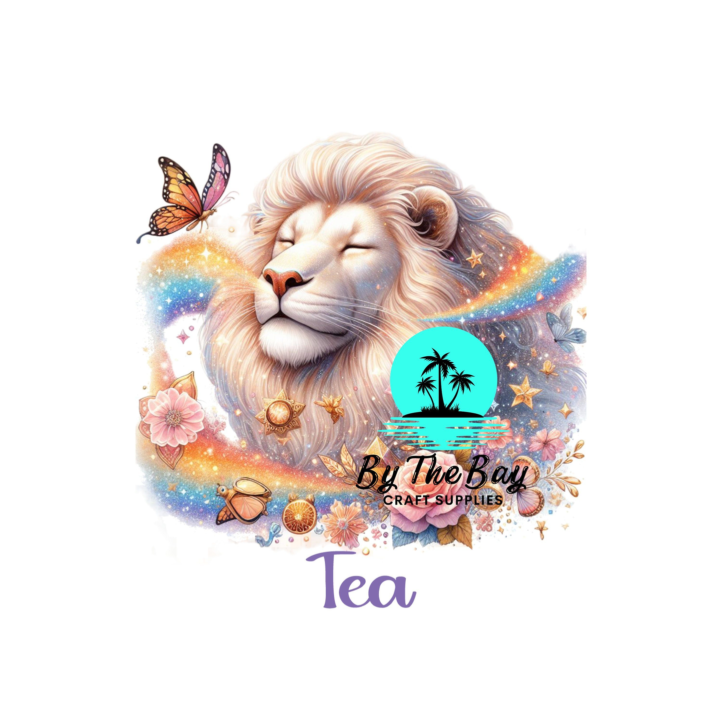 Lion & Butterfly Shimmer Tea/Coffee/Sugar uv decal