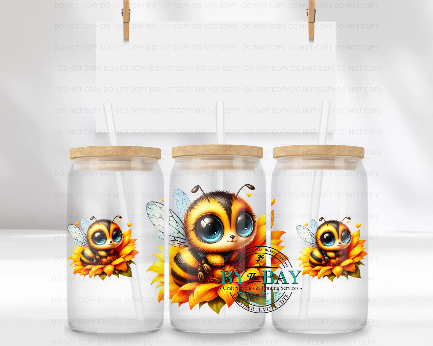 Sunflower bee 16oz UVDTF Wrap