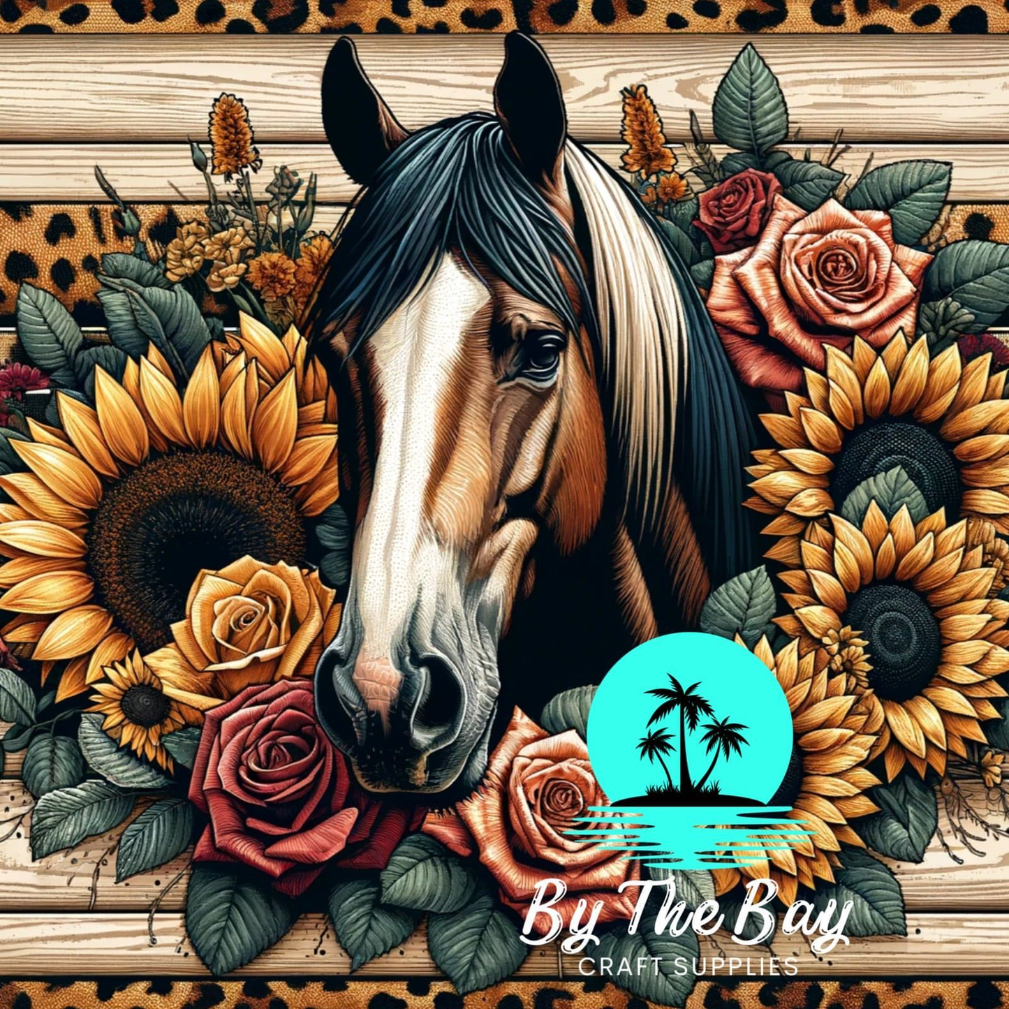Sunflowers & horse border SUB PRINT