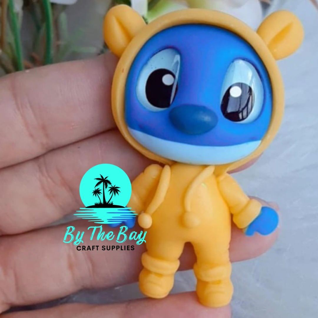 Blue guy honey bear costume clay