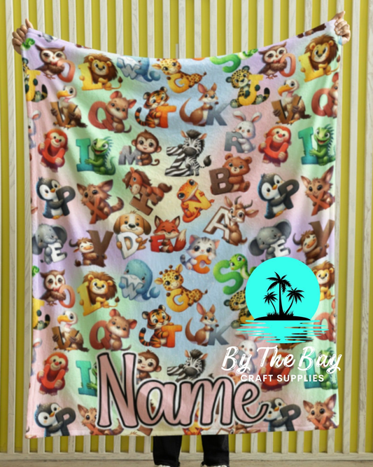 Alphabet animals Polar Fleece throw blanket