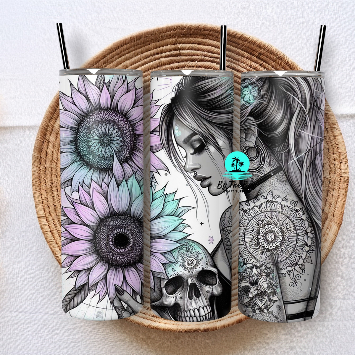 Girl, Skull and sunflowers 20oz Tumbler SUB PRINT