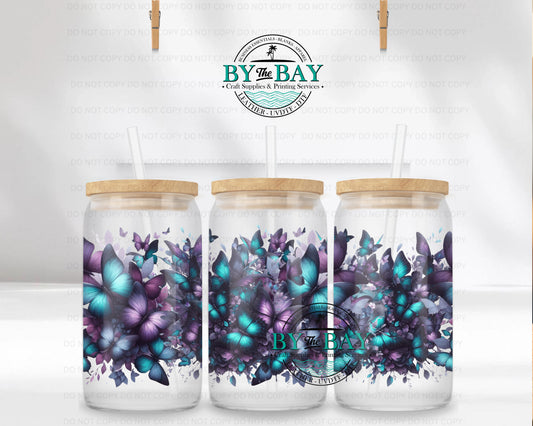 Purple & Blue Butterflies 16oz UVDTF Wrap