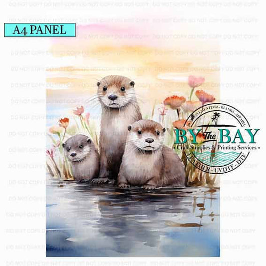 A4 Watercolour Otters Set