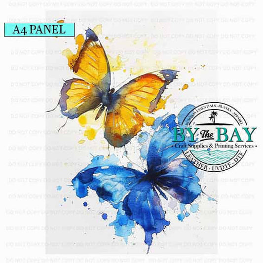 A4 Yellow Blue Butterflies Set