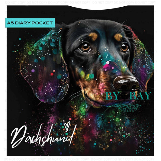 A5 Dachshund Diary Front phone/pen pocket
