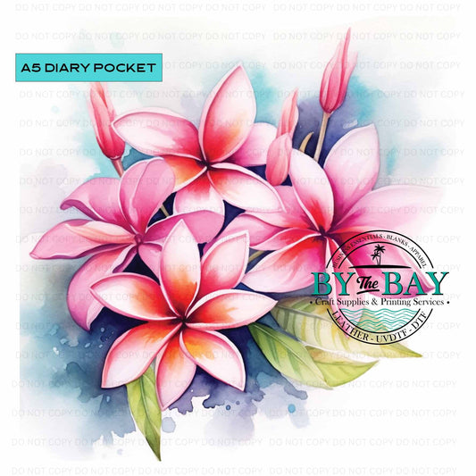 A5 Frangipani Diary Front phone/pen pocket