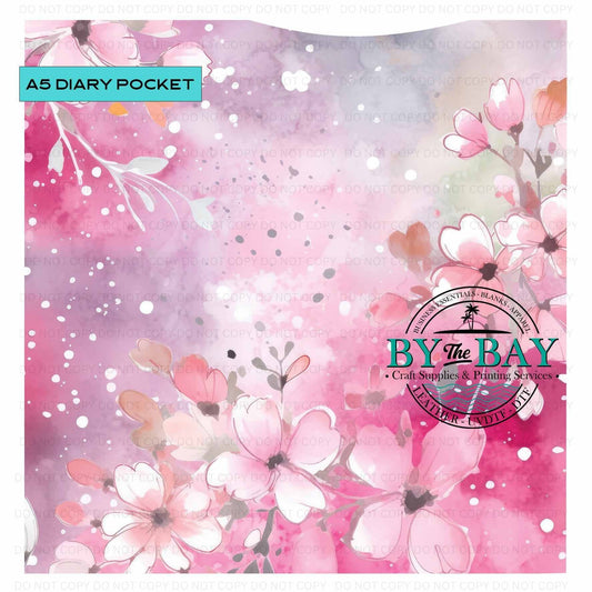 A5  Pink Blush Floral Diary Front phone/pen pocket