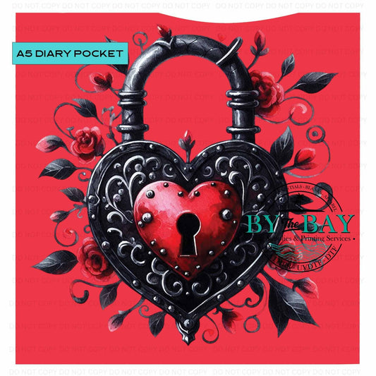 A5 Red Locket Diary Front phone/pen pocket