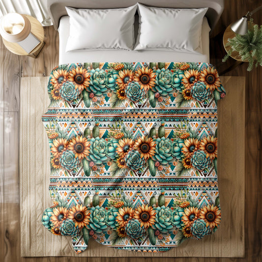 Sunflower Succulents Squish Minky Blankets (Various Sizes)