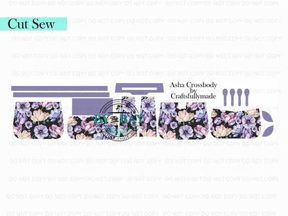 Purple Flowers Asha Crossbody (Cut Sew Panel)