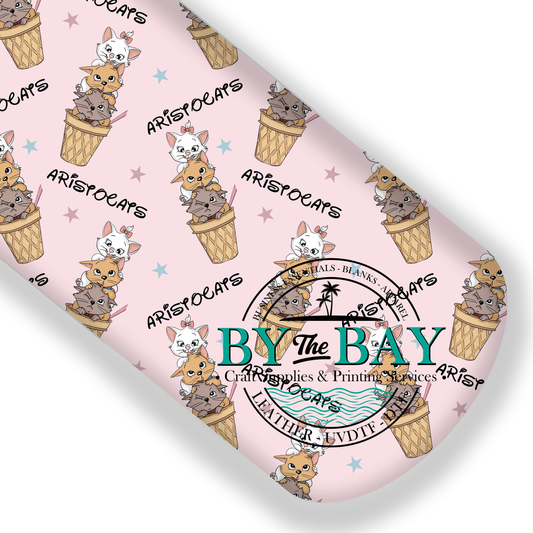 White cat Icecream pink
