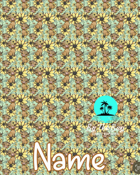 Sunflower Highland Cow Fleece throw blanket
