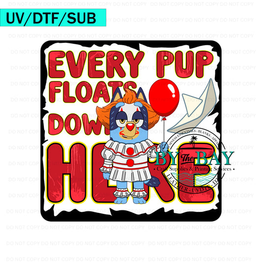 Blue Dog Clown UV/DTF/SUB Print