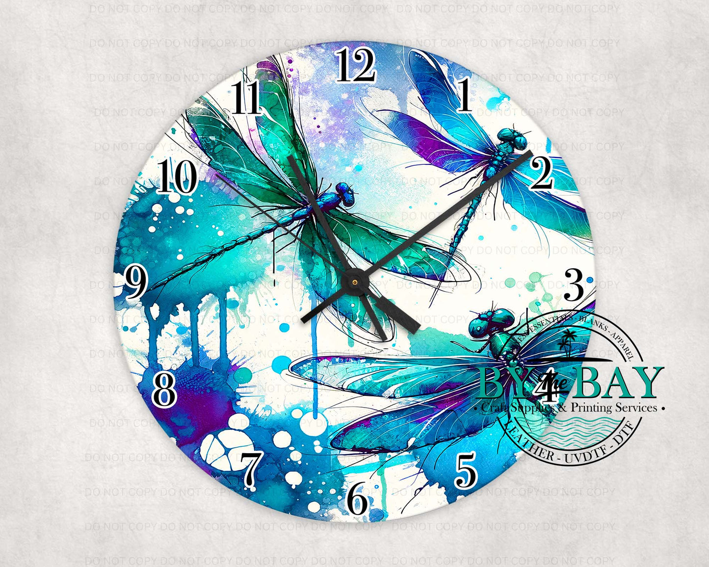 Blue Dragonflies Clock