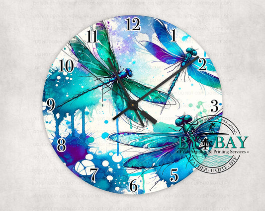 Blue Dragonflies Clock