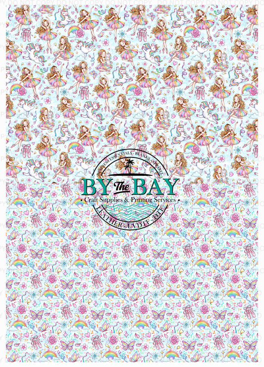 Blue Ballerina Unicorn A4 Split Design Sheet