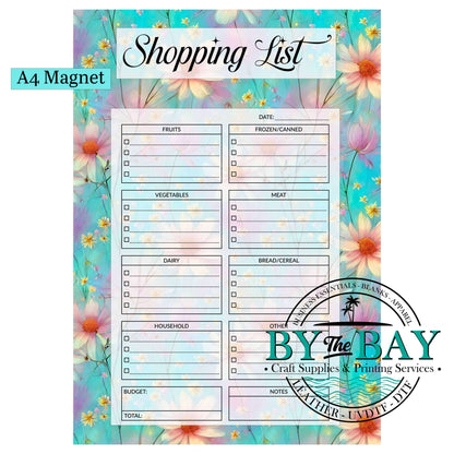 Bright Mushrooms A4 Shopping List Magnet