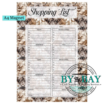 Boho Highland A4 Shopping List Magnet