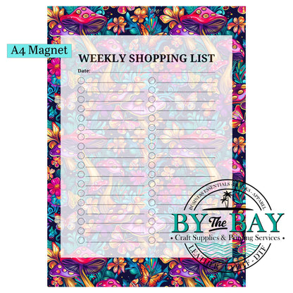 Bright Mushrooms A4 Shopping List Magnet