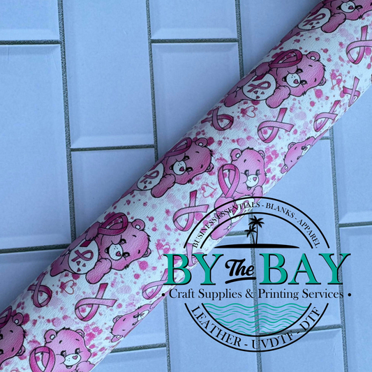 Cancer Ribbon Bear - DESTASH FAUX LEATHER ROLL